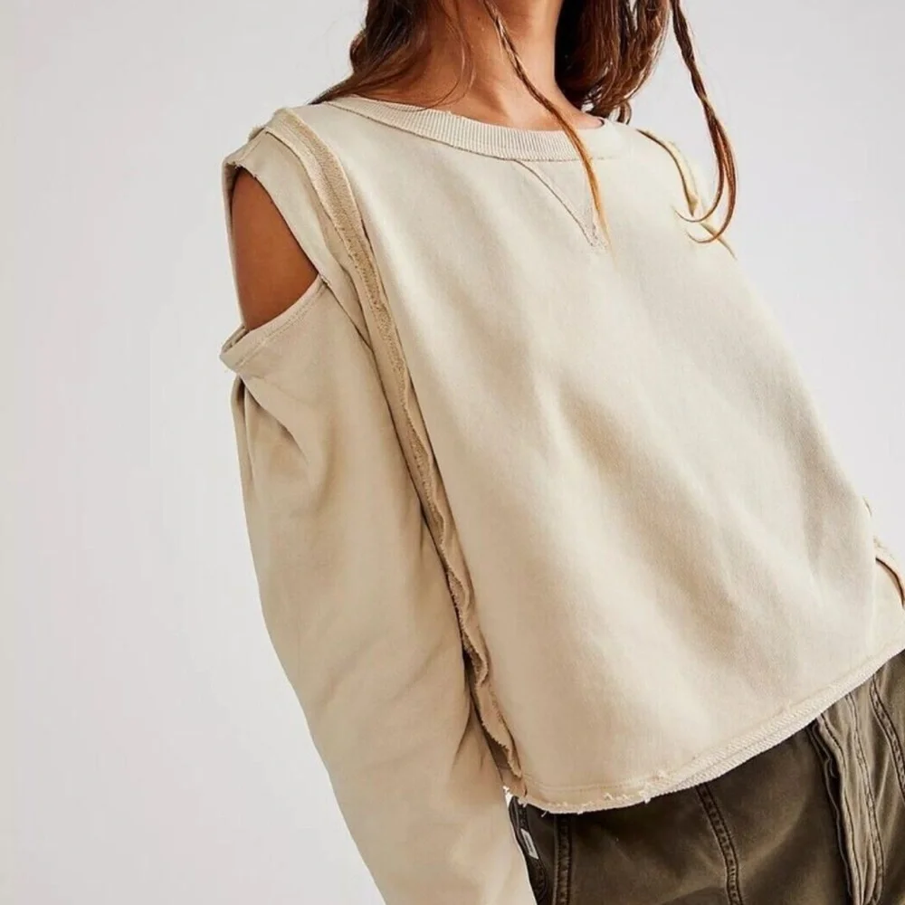 Free People We The Free Davis Cold Shoulder Pullover Cutout Top XS